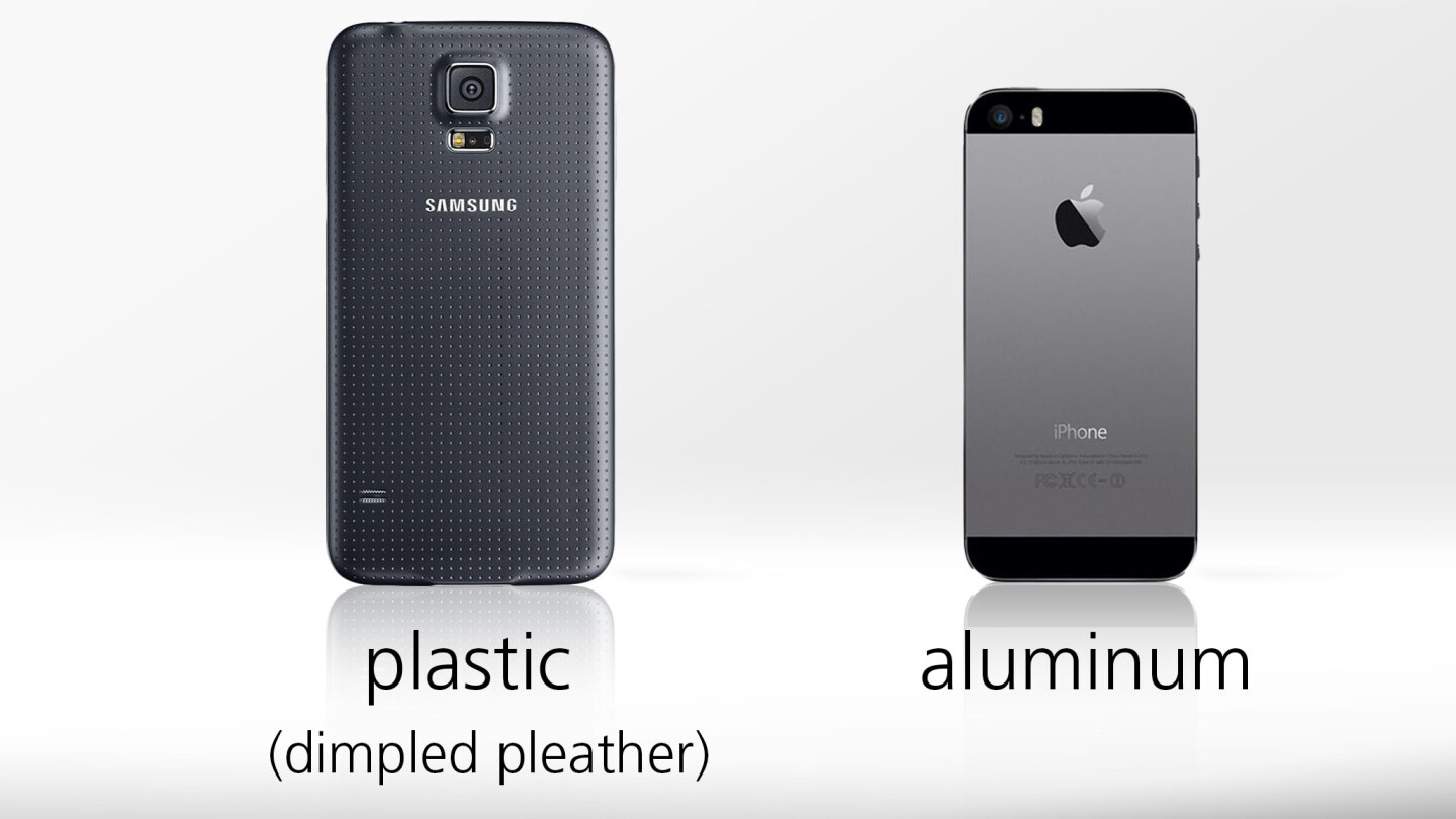 It's anodized aluminum vs. ... dimpled pleather??