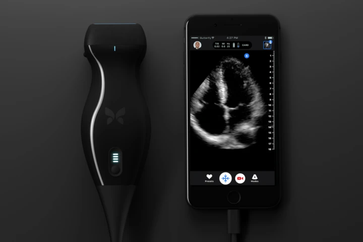 The portable ultrasound device is the size of a electric shaver