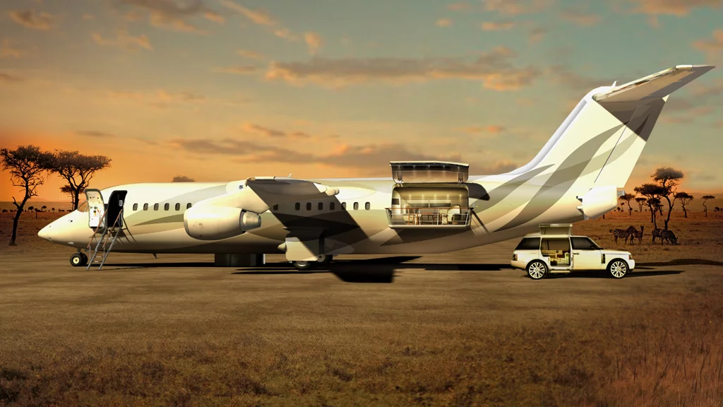 The Avro business jet on an airstrip