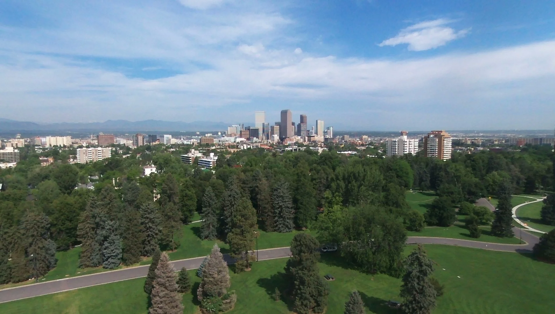 Downtown Denver at only 70 m altitude, shot from the Parrot Bebop's onboard camera