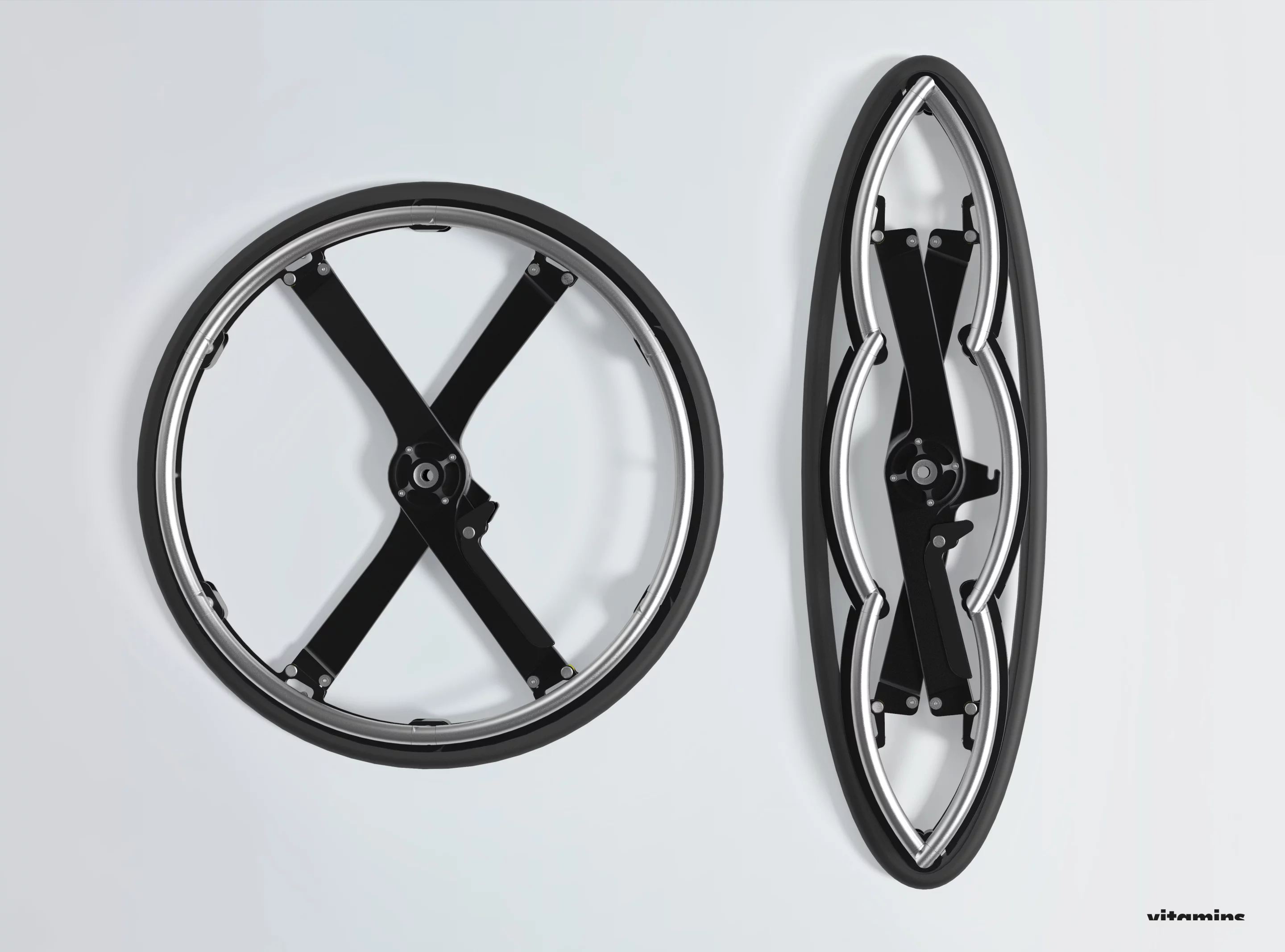 Each wheel features a quick release axle which prevents folding unless desired by the user