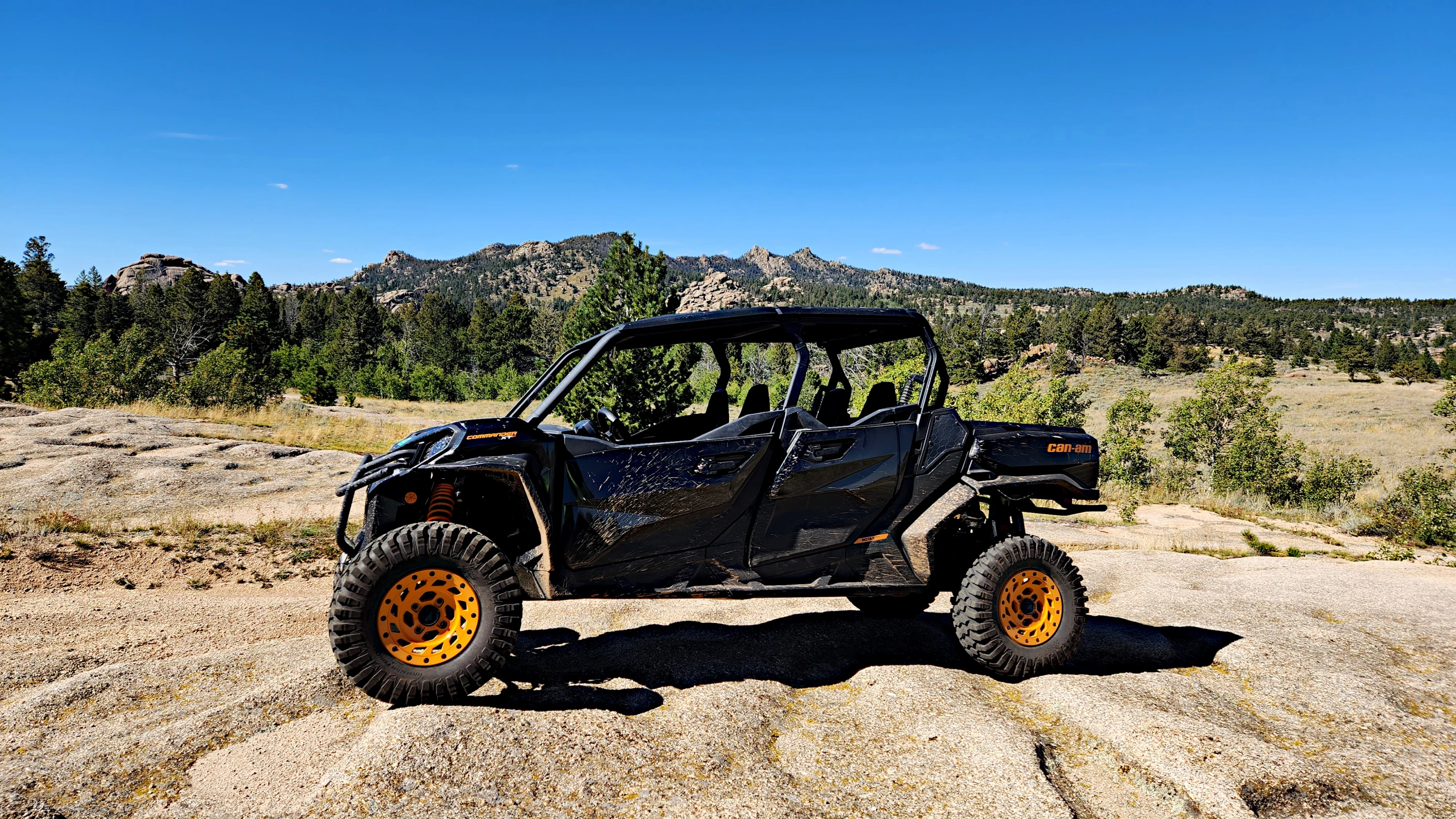 For bouncing around in the hinterlands, in this case Vedauwoo in Wyoming, the Can-Am Commander Max XT-P is a good choice
