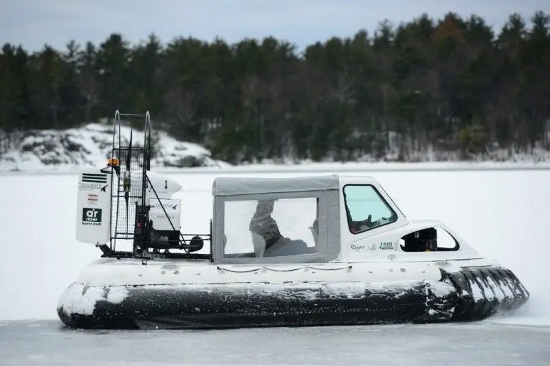 The AirRider hovercraft traveling over ice