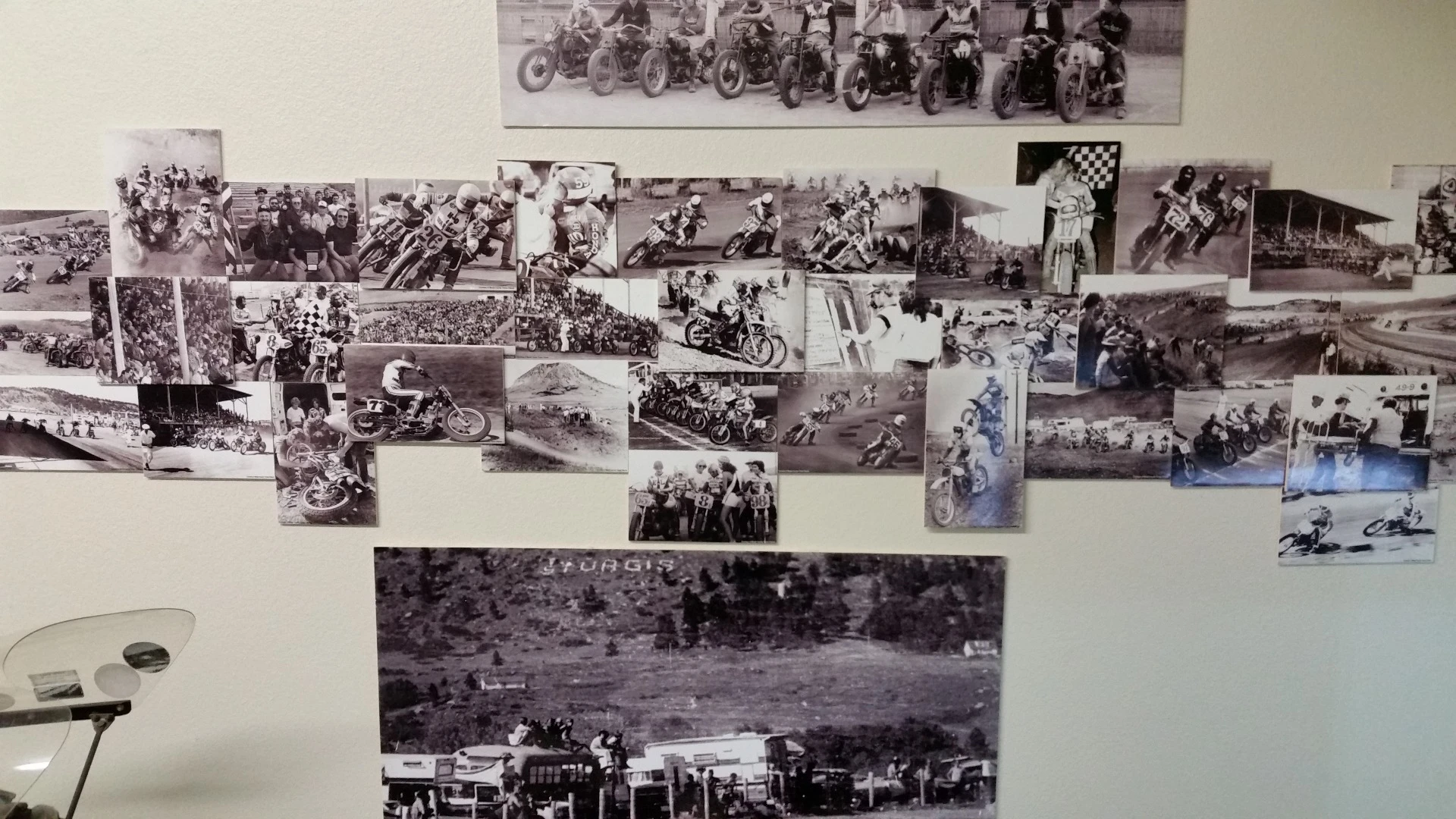 History of Sturgis Motorcycle Rally racing in black and white