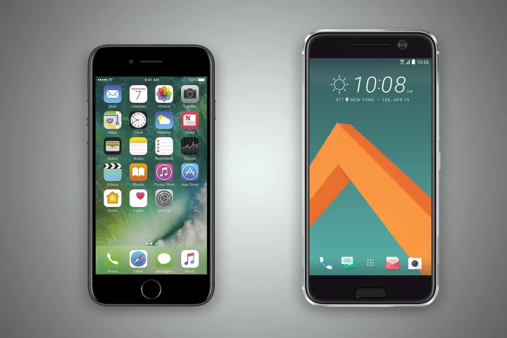 New Atlas compares the features and specs of the iPhone 7 (left) and HTC 10