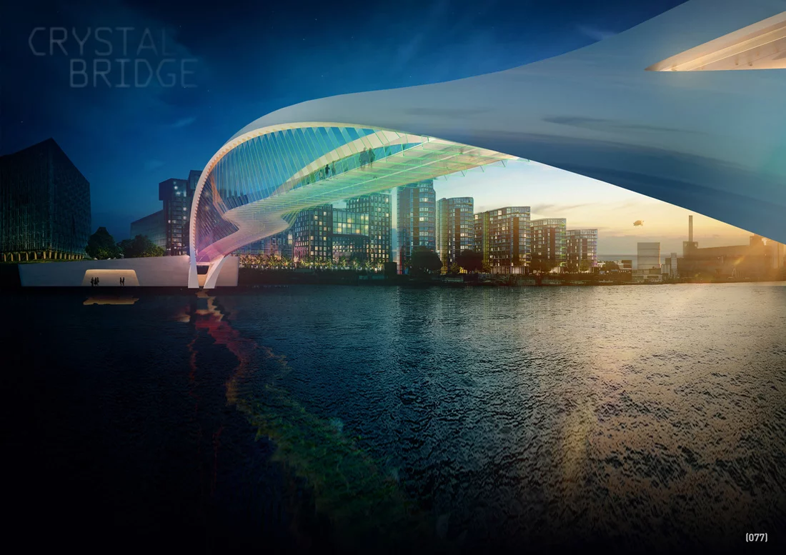 This bridge has an illuminated smooth rising curve (Image: NEP Bridge Competition)