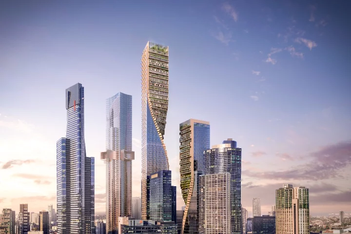 The Green Spine's taller building will rise to a height of 356.2 m (1,168 ft), while the smaller will be 252.2 m (827 ft)-tall