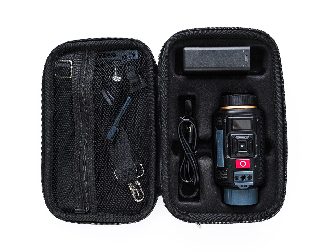 The carrying case safely stores away your Sight-300 and IR flashlight accessories