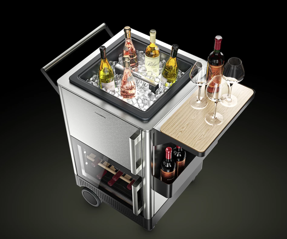 The mid-level MoBar 300 has a small fridge, storage cabinet,