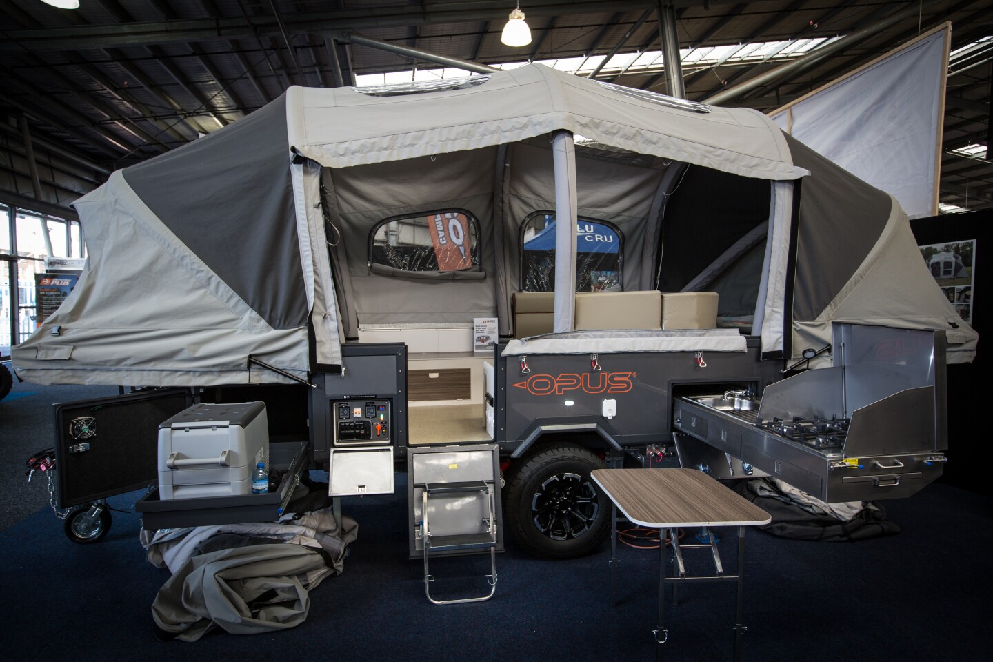 Inflation complete - the Air Opus camping trailer