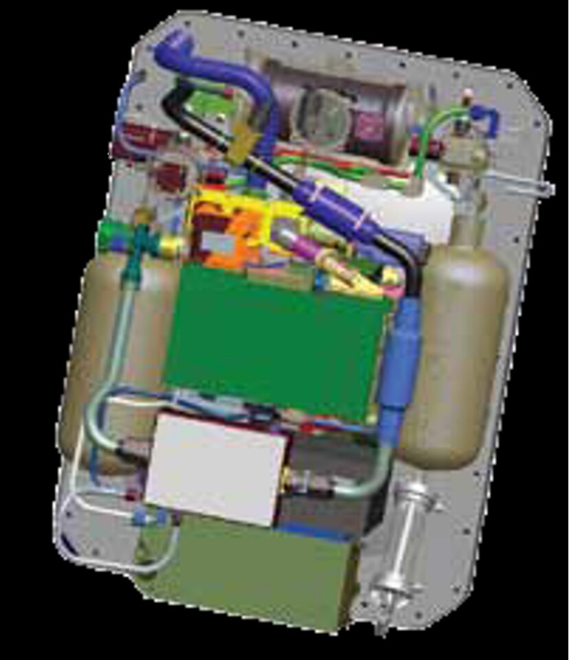 The Z-1 space suit includes an improved life support backpack