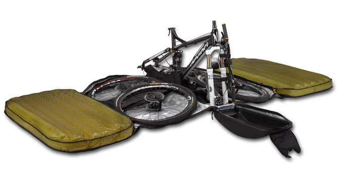 The Biknd Helium is a bicycle shipping case that uses inflatable bladders to protect one's bike