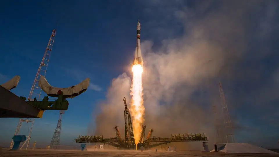 Soyuz MS-10 launches the Soyuz MS-11 spacecraft from the Baikonur Cosmodrome in Kazakhstan