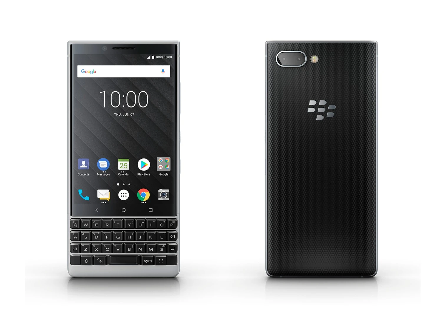A black-and-silver version of the BlackBerry Key2 is available, as well as black