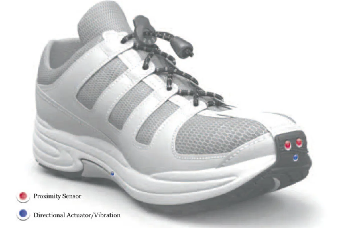 Le Chal is a navigational device for the blind, that guides them to their destination via vibrations in one of their shoes