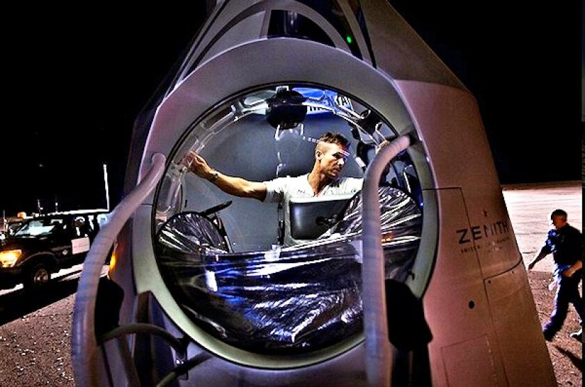 Baumgartner checking the inside of the Stratos capsule