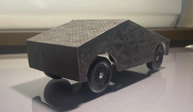 The Cybertruck, subsequently folded into shape