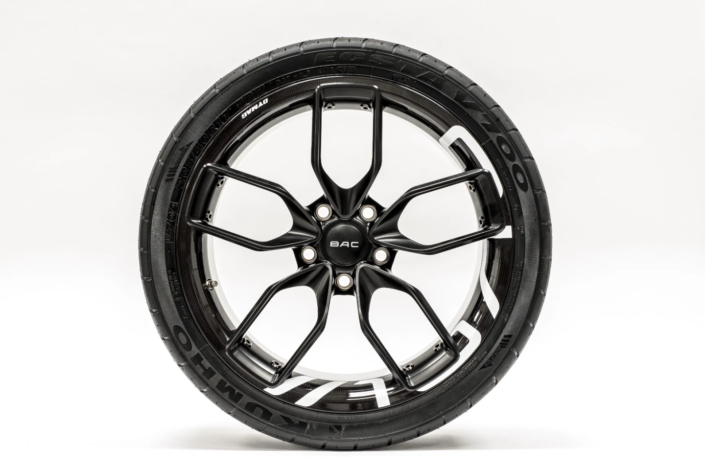 BAC uses titanium wheel nuts to shave precious grams at each corner