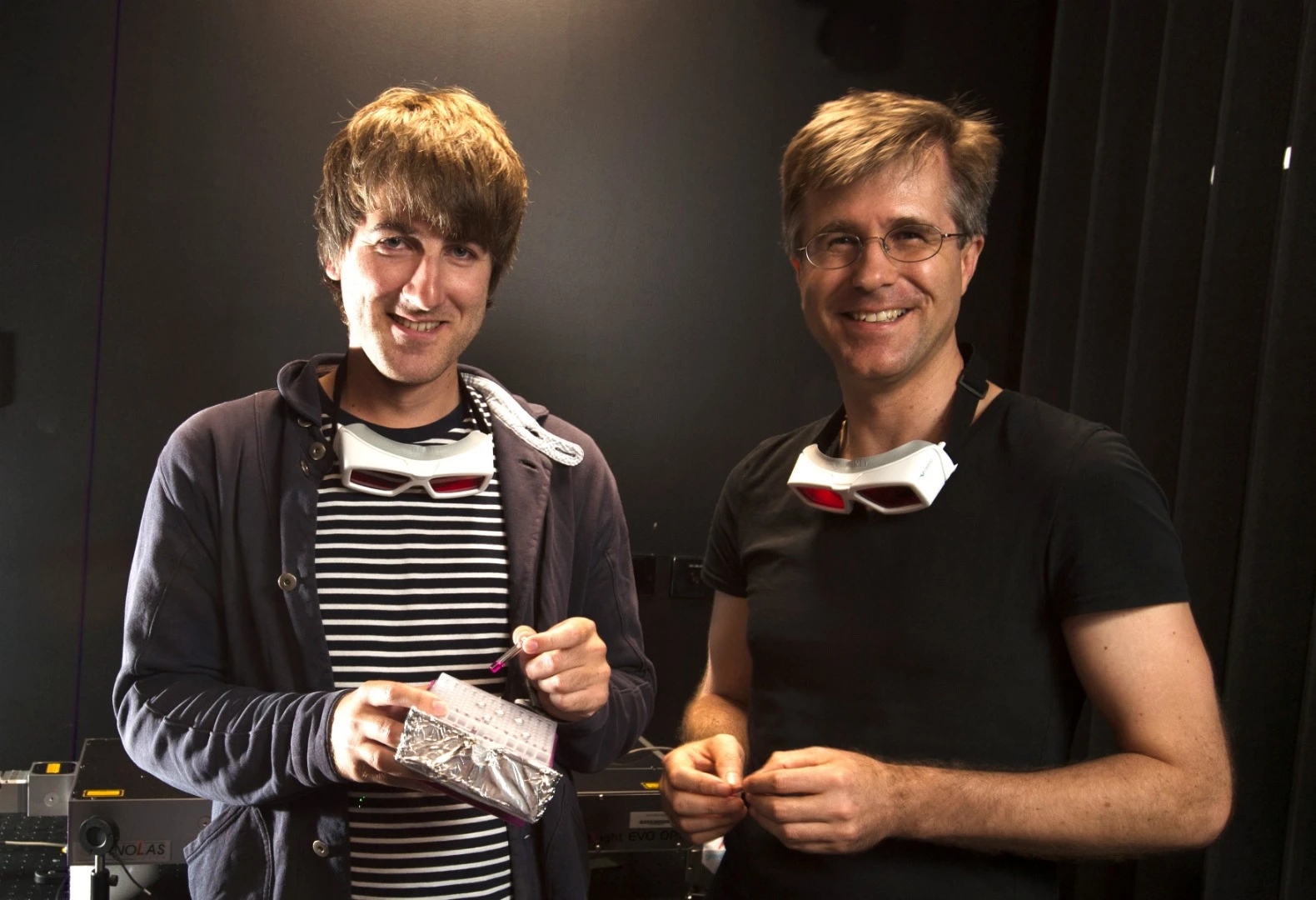 Professor Christopher Barner-Kowollik (right) with study co-author Dr Hannes Houck