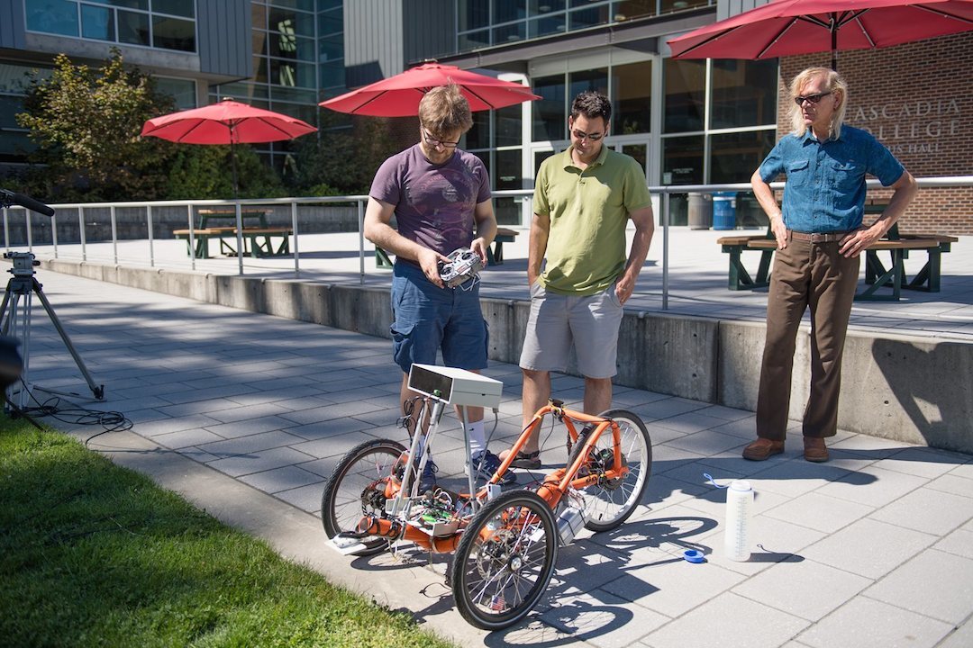 The team put the self-driving trike through its paces by having it drive a circle shape