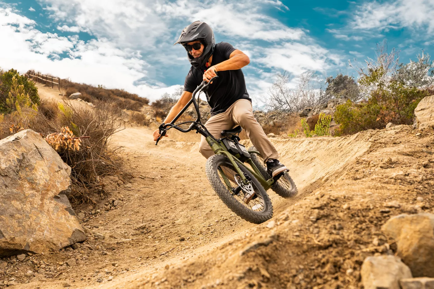 The XG Pro can ride through the city, but is more at home in the wild, where its powerful hub motor can be unlocked for a top speed of 24 mph