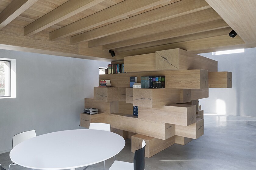 The meeting area below the mezzanine