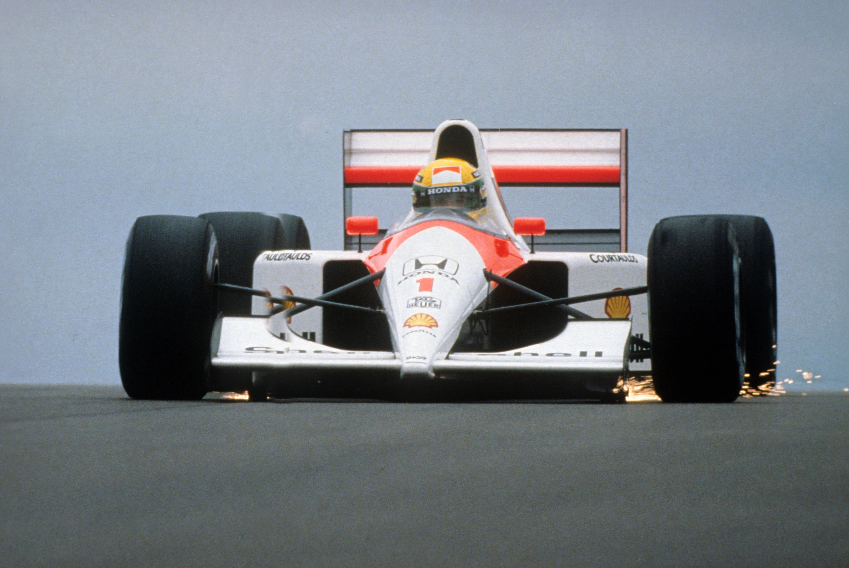 Piloted by Ayrton Senna and Alain Prost McLaren's MP4/4, using a 900 hp turbocharged Honda V6, gave the team the first of many Constructors' Championships in 1988