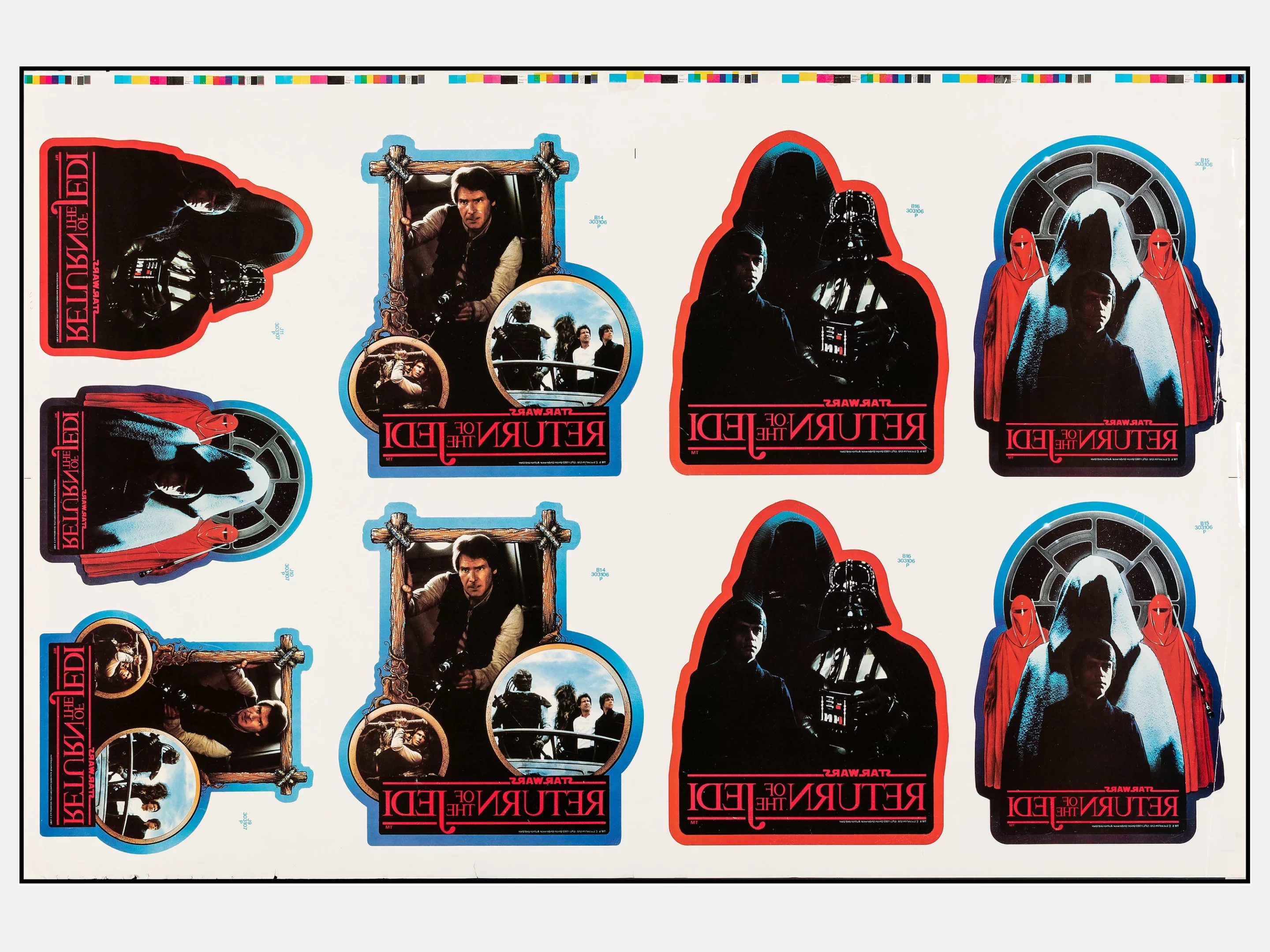 Return of the Jedi (1983). Rolled, Very Fine-. Iron-On T-Shirt Decals Printer's Proof (25" X 38"). | Sold for: $65 by Heritage Auctions on December 6, 2020