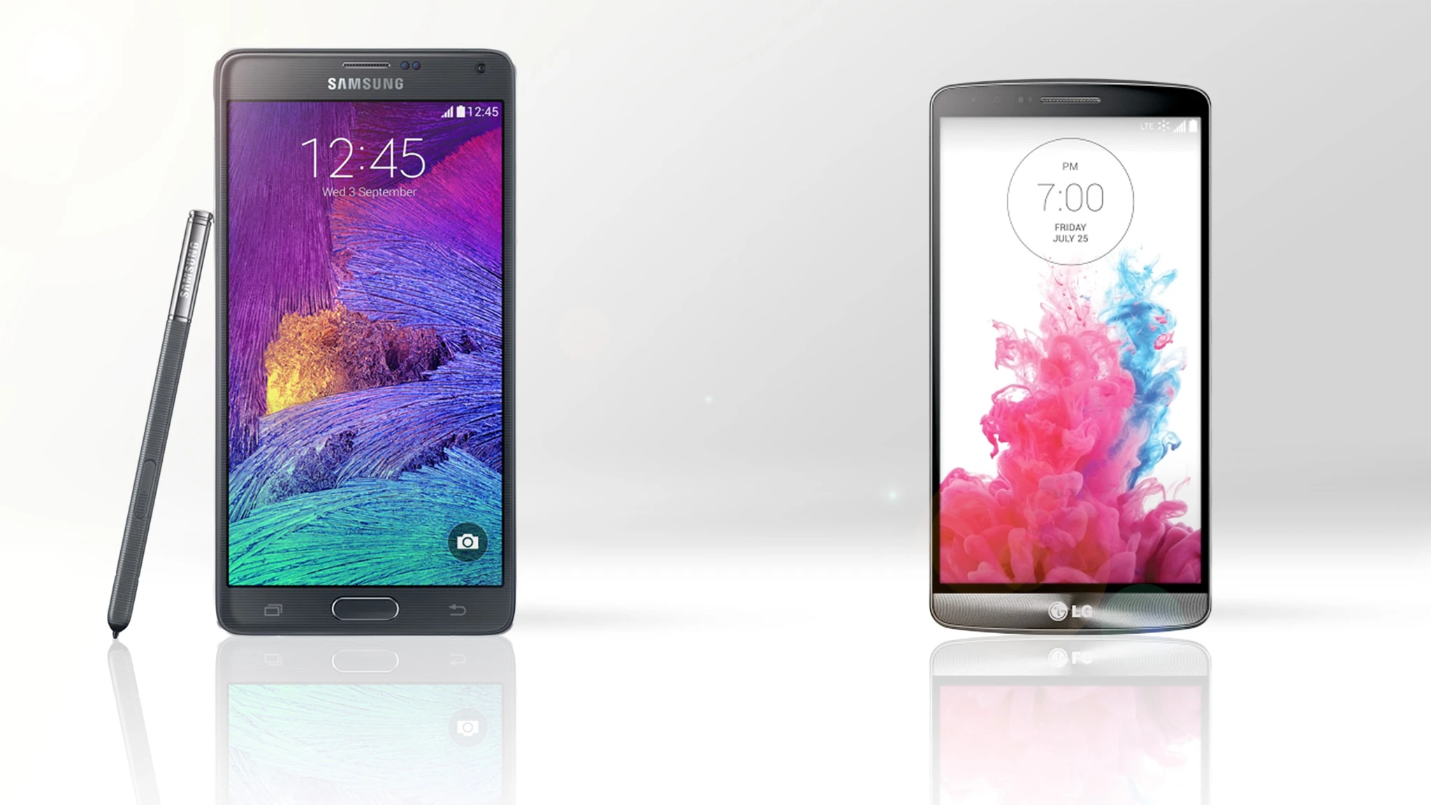 Gizmag compares the features and specs of the Samsung Galaxy Note 4 (left) and LG G3