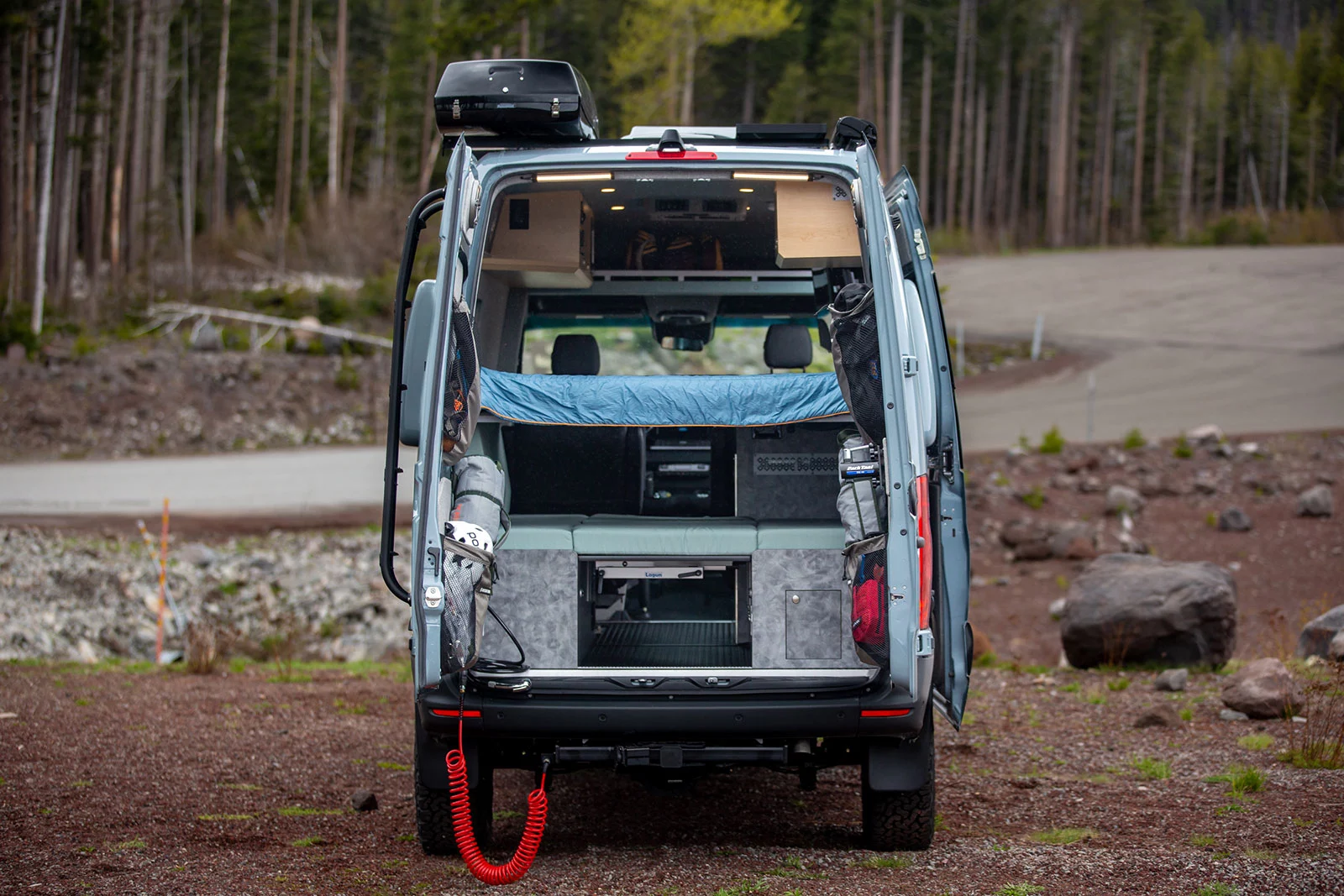 The rear includes shower and air compressor hookups