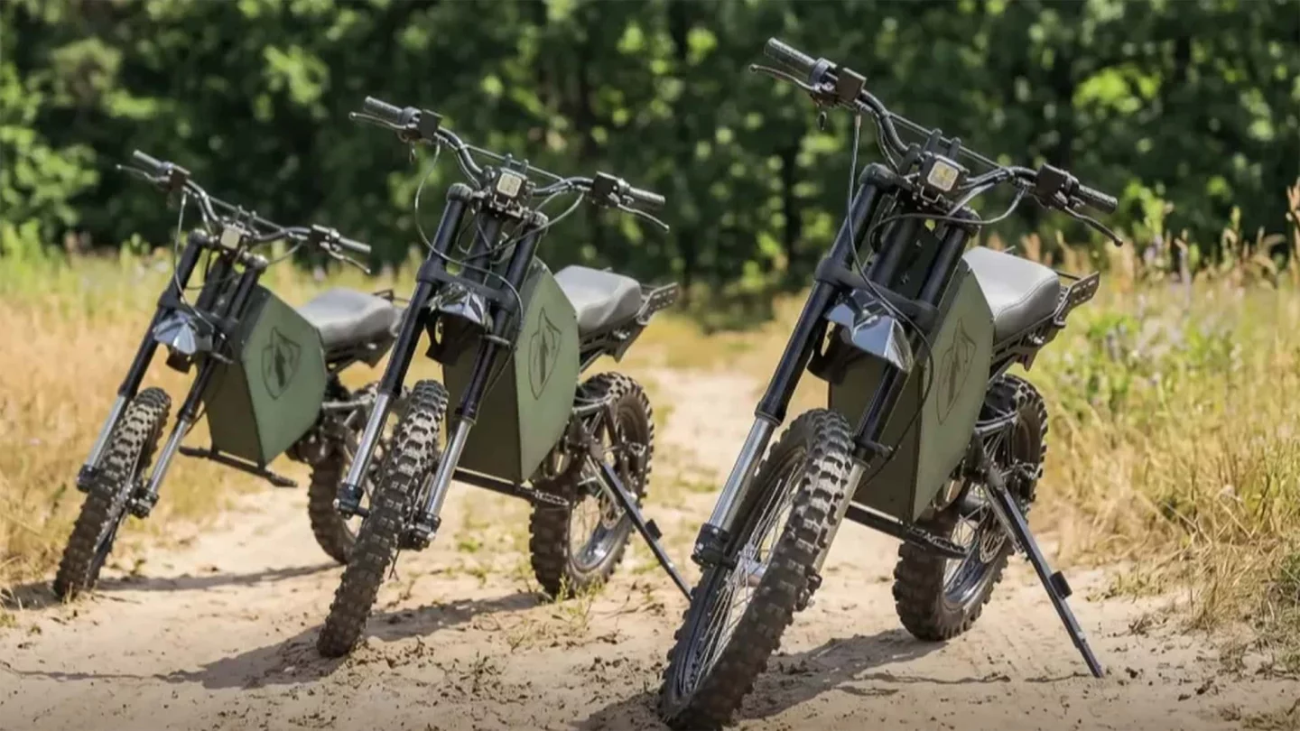 A 10-hp peak power brushless DC electric motor and a 60-Ah lithium-ion battery power the bike