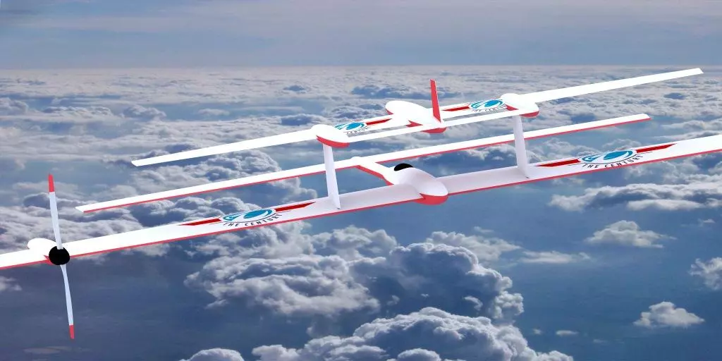 This image shows a hard docked, winged UAV on top of the Lindbergh mothership but the team is planning to use a soft tethered approach