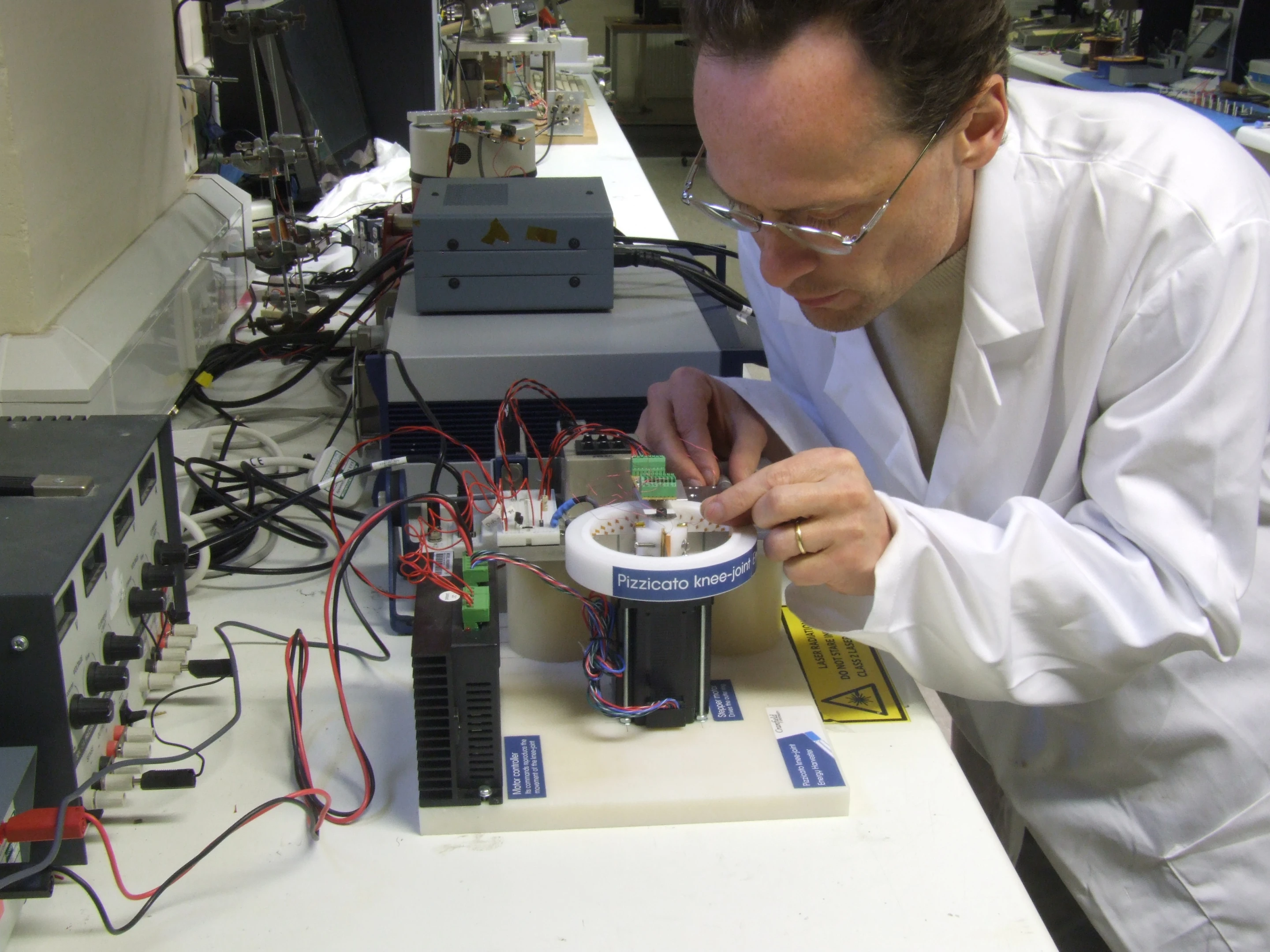 The lab prototype of the pizzicato knee-joint energy harvester