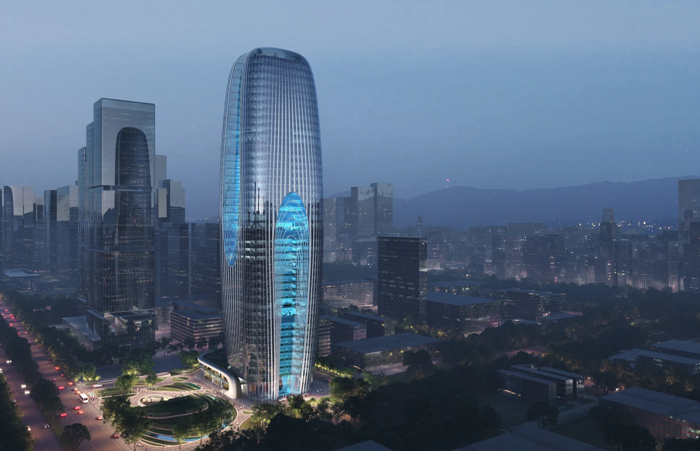 The Daxia Tower will reach a maximum height of 210 m (almost 690 ft)