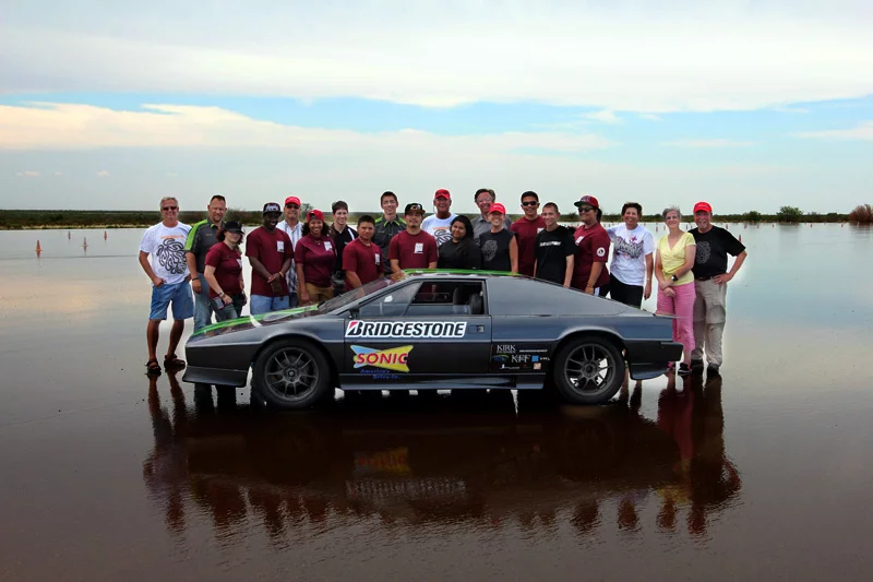 The Lotus made a pitstop at Bridgestone's Texas Proving Ground near Fort Stockton to test the driving efficiency