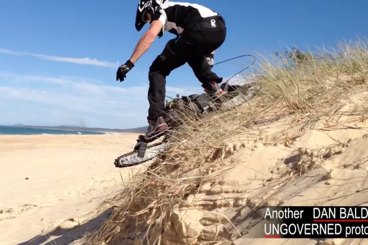 The Ungoverned powerboard tackles the sand dunes