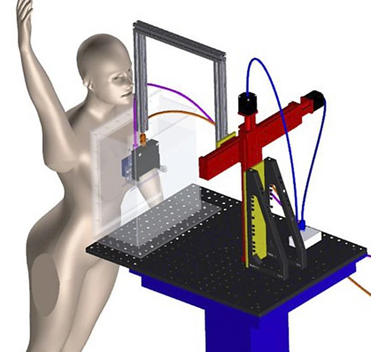 The OneTouch-PAT system only requires the patient to press up against an imaging window for a minute to receive a detailed 3D scan