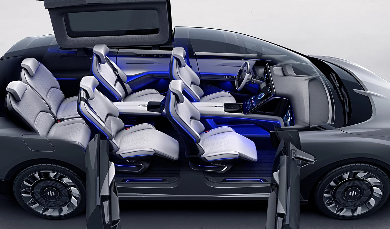Seats are fully electronic, including the ability for the second row to move together and apart