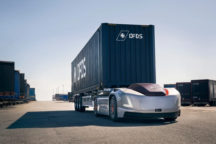 Volvo Trucks' Vera is set to go to work moving containers around a logistics center in Sweden