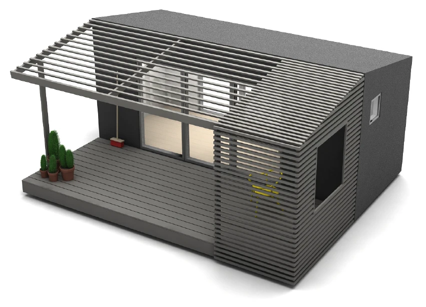 A front-right corner view of the Mini House Long (Image: Jonas Wagell)