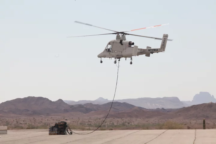 The unmanned K-MAX undergoing testing earlier this year (Image: Lockheed Martin)