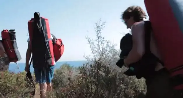 The packs serve as regular backpacks on land