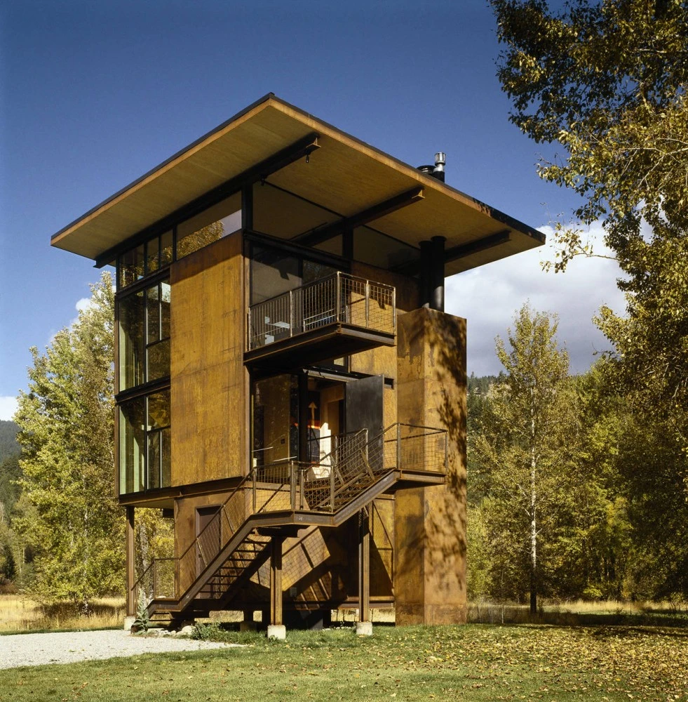 The Delta Shelter with its protective shutters open(Photo: Benjamin Benschneider)
