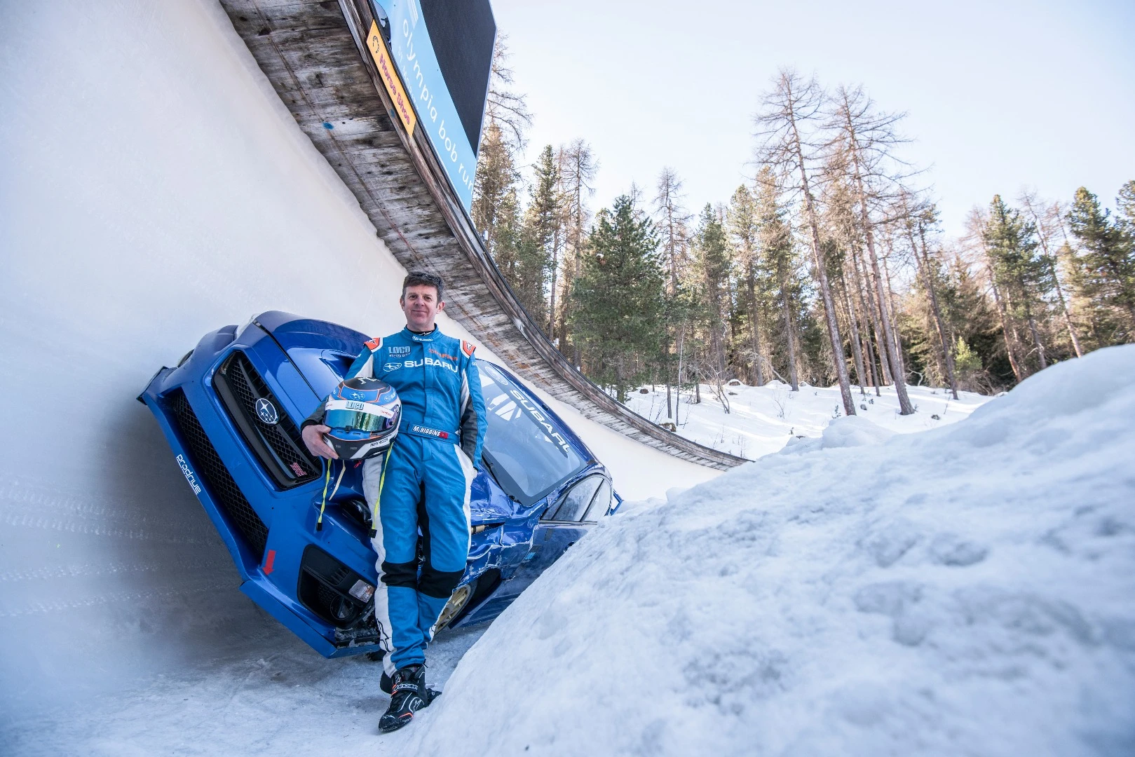 Higgins and his sled in St. Moritz