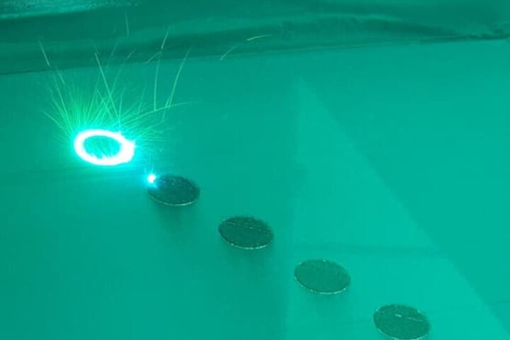 The new titanium alloy being 3D printed through a laser powder bed fusion technique