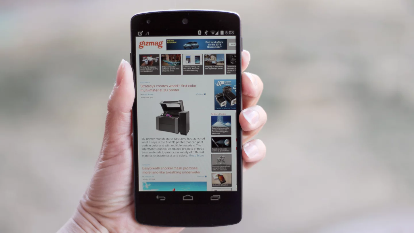 The Nexus 5's 4.95-in screen is big and beautiful