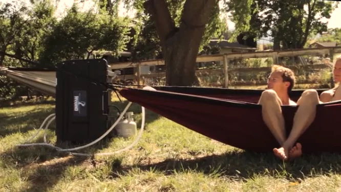 The heater system includes a water pump and propane-fueled heater