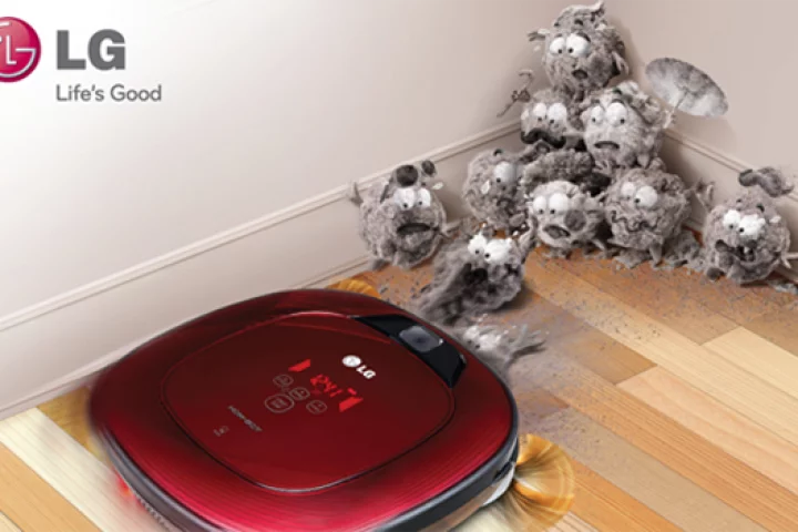 Instead of a disc-shaped design, LG's latest robotic vacuum cleaner has flat sides and corners