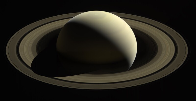 One of the final images of Saturn and its main rings captured by Cassini from a distance