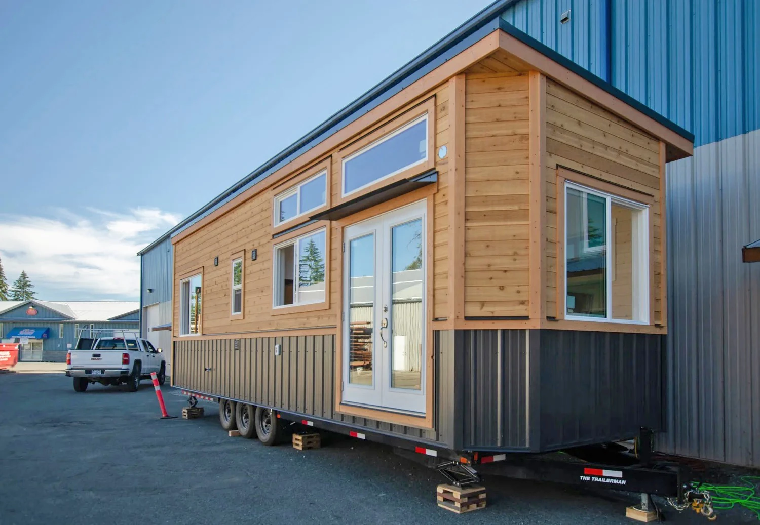 The Dove, by Rewild Homes, is an extra-wide tiny house that provides a spacious interior for two